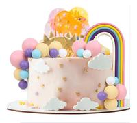 LARDUX 26 PCS Ball Cake Toppers - Mini Balloon Balls Pastel Rainbow DIY Baking Cupcake Cake Decorations for Birthday Baby Shower Macaron Unicorn Party (Purple Red)