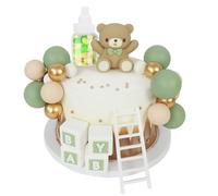 LARDUX 27PCS Green Baby Shower Cake Decorations-Bear Cake Decoration DIY Cake Balls Decoration for Baby Boy Girl Birthday Party Gender Reveal Bear Baby Shower Cake Decor-Pink (Green)