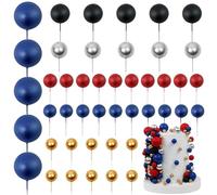 LARDUX 45 PCS Ball Cake Toppers - Baking Cake Decorations DIY Mini Balloon Cupcake Insert for Birthday Party Baby Shower Wedding -Red Black Blue