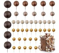 LARDUX 45 PCS Ball Cake Toppers - Baking Cake Decorations DIY Mini Balloon Cupcake Insert for Birthday Party Baby Shower Wedding - Brown