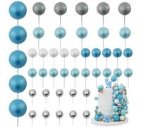 LARDUX 45 PCS Ball Cake Toppers - Baking Cake Decorations DIY Mini Balloon Cupcake Insert for Boys Birthday Party Baby Shower Wedding - Blue