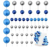 LARDUX 45 PCS Ball Cake Toppers - Baking Cake Decorations DIY Mini Balloon Cupcake Insert for Boys Kids Birthday Party Baby Shower Wedding - Navy Blue