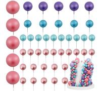 LARDUX 45 PCS Ball Cake Toppers - Baking Cake Decorations DIY Mini Balloon Cupcake Insert for Girl Birthday Mermaid Party Sea Baby Shower -Pink Blue Purple