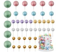 LARDUX 45 PCS Ball Cake Toppers - Boho Baking Cake Decorations DIY Mini Balloon Cupcake Insert for Unicorn Macaron Birthday Party Baby Shower Christmas -Rainbow