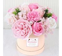 LARDUX Soap Flower Bouquet, Flower Bouquet，Pink Roses, Artificial Flowers,Gifts for Friends, mom，happy birthday Gifts (Happy Birthday)