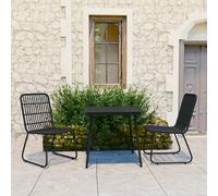 laredo small rattan and glass 3 piece dining set in black