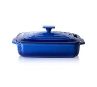 Lareina Large Ceramic Casserole Dish with Lid, 4.0 Quart Covered Rectangular Stoneware Baking Dishes for Oven, Deep 9x13 Inch Lasagna Pans for Baking and Serving, Perfect for Christmas Gifts, Blue