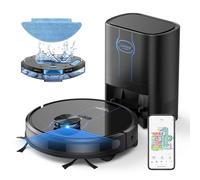 Laresar Clean Robot Vacuum with Mop 5000Pa, LiDAR Navigation, Self-Empty Robotic Vacuum, Up to 60 Days Hands-Free Cleaning, 200mins Runtime, WiFi/APP/Alexa, for Pet Hair, Hard Floor and Carpet, L6 Nex