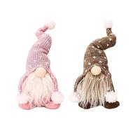 Larfraecy 2 Pcs Christmas Gnomes Plush Santa,Forester White Beard Faceless Doll Christmas Nordic Forester Knit Hat,Christmas Gnomes Hanging Ornaments,Xmas Elf Decoration Ornaments (Pink + Khaki)