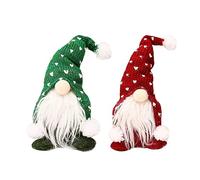 Larfraecy 2 Pcs Christmas Gnomes Plush Santa,Forester White Beard Faceless Doll Christmas Nordic Forester Knit Hat,Xmas Gnomes Hanging Ornaments,Xmas Elf Decoration Ornaments (Red+Green)