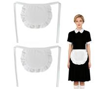 Larfraecy 2 Pcs White Waist Apron White Cosplay Maid Apron French Frilly Half Aprons Costume with Adjustable Waist Tie for Cooking Restaurant Waitress Cosplay Themed Party Kitchen,Women&Girls