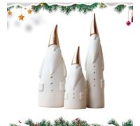 Larfraecy 3Pcs Ceramic Santa Claus Statue Christmas Father Christmas Figurines Decor Home Decor Accents Collectible Modern Sculpture Table Mantel Fireplace Ornament