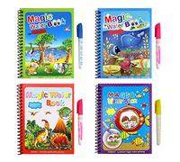Larfraecy 4 Pack Water Magic Colouring Books Magic Painting Book with Water Pens for Toddlers Kids 3 4 5 6 7 Year Old Boys Girls,Reusable Colouring Book, Animal Themes, Mess Free Educational Toy