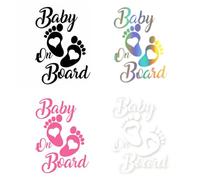 Larfraecy 4 PCS Baby on Board Sign for Car Easy Remove Baby Feet High Visibility Window Sticker Child on Board Car Sticker Badge for New Parents Universal Safety Sign 7x5 Inch