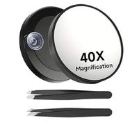 Larfraecy 40X Magnifying Mirror with 2 Tweezers,3.5 Inch Small Mirrors with 2 Strong Suction Cups,Compact Travel Make up Mirror for Precise Eyebrow Plucking,Facial Care & Makeup Application
