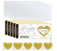 Larfraecy 5Pack Personalised Holiday Scratch Card Reveal Gold Boarding Pass with Envelopes Sticker Surprise Holiday Reveal Trip Scratch Cards Gift for Family Friend Lover Anniversary,Proposal,Birthday