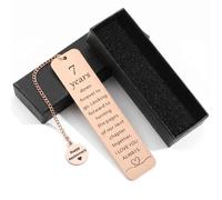 Larfraecy 7th Wedding Anniversary Gifts for Him Her Romantic Copper Anniversary Bookmark for Men Women Bronze Wedding Anniversary Gift for Husband Wife 7 Year Copper Gift
