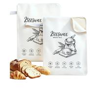 Larfraecy Beeswax Bread Bag with L-Shaped Zipper, Extra Large 13" x 17" Cotton Linen Reusable Bread Storage Bags for Homemade Sourdough & Artisan Loaves White