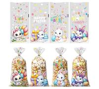 Larfraecy Easter Cellophane Bags 50Pcs Easter Treat Bags with Twist Ties Easter Gift Bags for Candy Sweet Cookie Easter Treat Bags for Easter Holiday Party Easter Egg Bunny Bags (Clear)