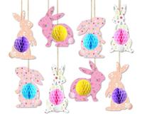Larfraecy Easter Honeycomb Decorations 8PCS Hanging Bunny Honeycomb Ball Pendant Ornament 3D Easter Bunny Honeycomb Home Centerpieces Decor Easter Party Favors for Spring Easter Decors