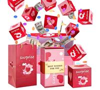Larfraecy Explosion Gift Box with 12 Bounce Boxes Surprise Money Gift Box for Birthday Funny Pop Up Cash Present for Girlfriend Boyfriend Wife Husband Mother Father Friends Women Men