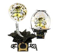 Larfraecy Happy Birthday Money Box Cash Gift Pull Surprise Money Gift Box with Balloon,Fun Creative Gifts for Teen Boys Girls Women Men Friends Family Birthday Party Supplies (A)