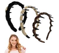 Larfraecy Headband Hair Bands for Women 3 Pcs Elegant Wave Hairbands with Vintage High Cranium Artificial Pearl Headbands, Comfortable Dual-Wear Hair Accessories (Black/Red/Brown)