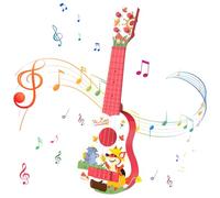 Larfraecy Kids Ukulele Guitar Toys 43cm Kids' Guitar with 4 Adjustable Strings,Beginner Ukulele,Music Learning Educational Toys for Kids,Toddler and Beginners,Kids Birthday Gifts(Pink)