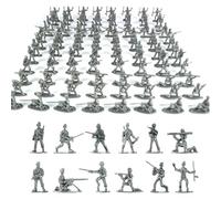 Larfraecy Mini Soldier Action Figures 100 Pcs Military Plastic Toy Set Military Combat Force War Games Plastic Mini Army Man Toy Set for Kids Toy small Soldiers for Boys Ages 3+ (Silver)