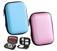 Larfraecy Playing Card Case, 2 Pcs Waterproof UNO Card Case - Portable EVA Playing Card Holder for Travel, Camping & Outdoor Games, Data Cable Storage Case(Blue/Pink)