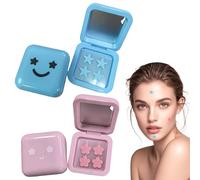 Larfraecy Starface Pimple Patches,64 Pcs Cute Star Spot Patches for Face,Hydrocolloid Star Acne Patch,Absorb Fluid&Reduce Redness,Gentle for Sensitive Skin,Fun Skincare for Travel&Daily Use(Blue,Pink)
