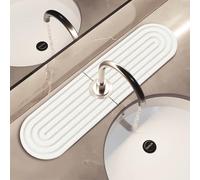 Larfraecy Stone Faucet Mat for Kitchen Sink Splash Guard 17 Inch Super Absorbent Diatomite Sink Countertop Protector with Drainage for Bathroom Quick Dry Stone Drying Mat Kitchen Bathroom Counter