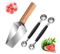 Larfraecy Watermelon Cutter & Melon Baller 3 Pcs Set, 2026 New Triangle Fruit Slicer Melon Baller Scoop Stainless Steel Multipurpose Fruit Cutting Tool for Cantaloupe Honeydew for Home Parties Camping