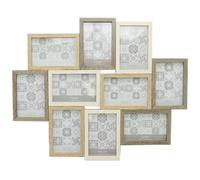 Carousel Home and Gifts Large 10 Aperture Multi Tonal Photo Frame 6x4 | Wall Mounted Wooden Effect 4x6 Picture Frame | Photo Collage Display Family Frames
