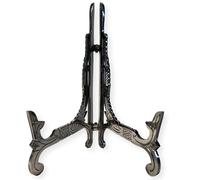 Large 10 inch Metal Easel Antique Nickel Finish | Plate holder | Display stand | Metal Frame Holders for Photo Pictures Decorative Plate Dish | 25cm (H) x 15cm (Deep) | Picture Easel |Wedding tables
