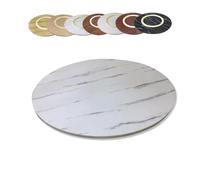 Large 100cm Round Wooden Serving Tray with White Marble Finish - Rotating Turntable for Kitchen & Dining - Ideal for Entertaining, Serving Guests, and Home Decor