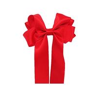 Large 10cm Girls Handmade Satin Ribbon Boutique Ponytail Hair Bow Clips Barrette (Red)
