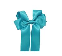 Large 10cm Girls Handmade Satin Ribbon Boutique Ponytail Hair Bow Clips Barrette (Teal)