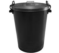 Large 110L Black Plastic Bin with Locking Lid - Heavy Duty Outdoor Storage Container, Clip-lock Lid, Weather Resistant, Strong Handles for Garden Waste, Rubbish & Animal Feed Colour Coded Bin