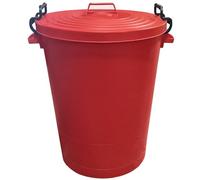 Large 110L Red Plastic Bin with Locking Lid - Heavy Duty Outdoor Storage Container, Clip-lock Lid, Weather Resistant, Strong Handles for Garden Waste, Rubbish & Animal Feed Colour Coded Bin