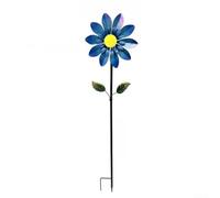Large 114cm Iron Windmill Blue Yellow Outdoor Decoration(Blue)