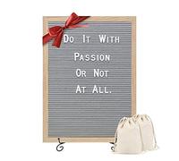 Large 12” x 16” Felt Letter Board with 680 Letters, Numbers & Symbols - Personalised Peg Board Perfect for a Pregnancy & Baby Announcement, Reminder, or Quotes - Wall Mounted & Free Standing - Grey