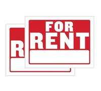 Large 12" x 16" For Rent Sign (2-Pack) - Waterproof Plastic, High Visibility, Easy Write-In Customization, Durable Outdoor/Indoor Use