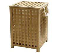 Gr8 Home Bamboo Laundry Basket 120L with Lid and Removable Liner, Large Clothes Hamper Bin, Ventilated Slatted Design, Natural, 45x45x62cm