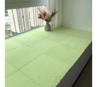 Large 12pcs Fluffy Plush Puzzle Foam Floor Mat 24x24inch Interlocking Carpet Tiles(Grass Green)