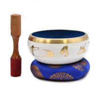 Large 14Cm Yoga Moves Singing Bowl Set - White/blue For Meditation
