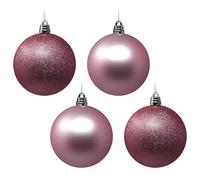 Large 15cm Christmas Tree Baubles Pink - Matte & Glitter - Set of 4