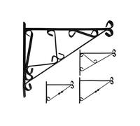 (Large - 16", 40) Elixir Gardens Heavy Duty Wrought Iron Wall Bracket for Hanging Basket S, M, L, XL - Black