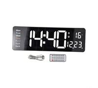 Large 16 Inch LED Digital Wall Clock with Display, Dual Alarm and Remote Control, For Easy Read Date Day for HOMEs Office Bedroom, Green(White)