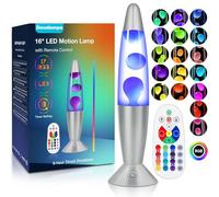 Large 17 Colours Changing Liquid Motion Lamps with Remote: Giant LED Night Light for Kids Adults - Relaxing Table lamp Glitter Mood Lighting for Home Room Office Christmas Decor (White Wax, 16 Inch)